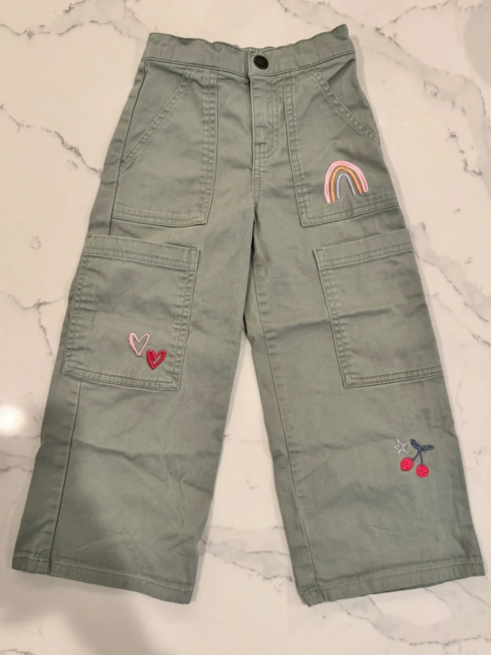 Tucker + Tate Kids' Embroidered Cargo Pants - Sage Green - Size 5T - Picture 2 of 5